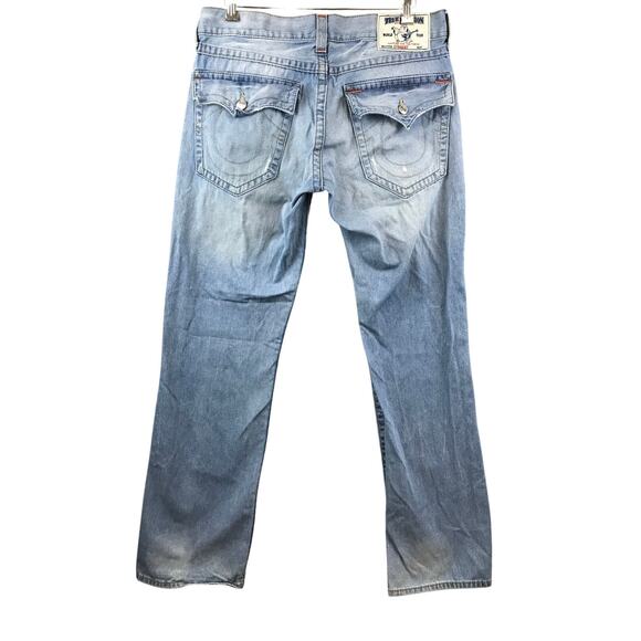 True Religion Jeans 34 Straight Flap Flap Thick Stitch Blue - Picture 1 of 11